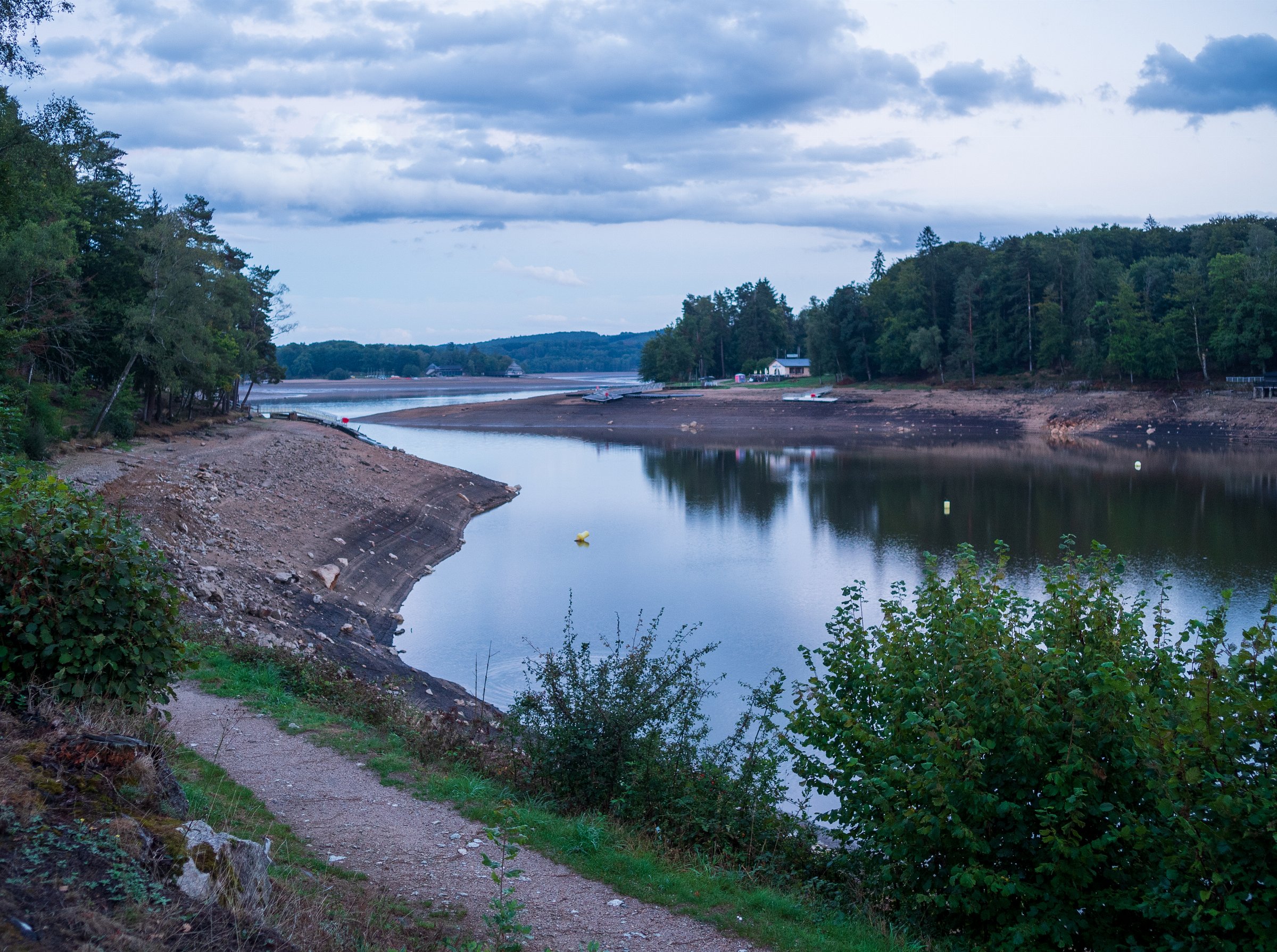 Lac des Settons, drained for repairs on the dam.